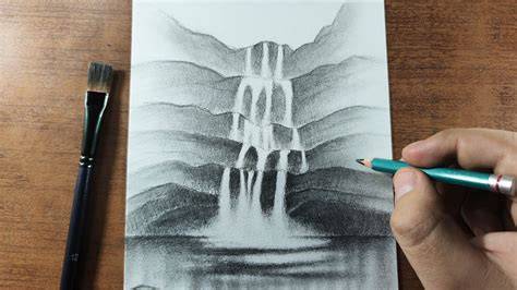 How to draw a waterfall step by step Waterfall drawing, Art drawings