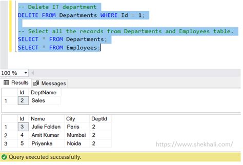 Cascade Delete Command In Sql