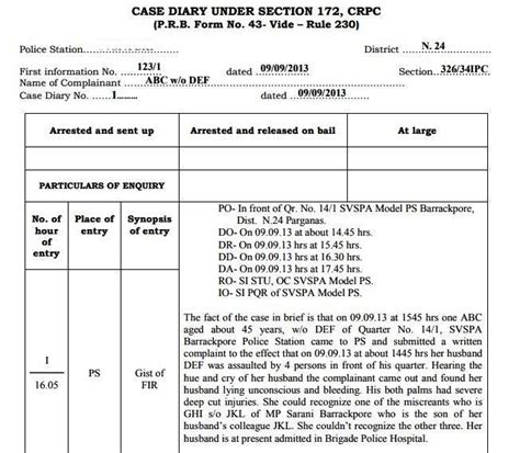 Case Diary Full Form