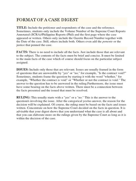 case digest format example