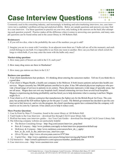 case interview question examples