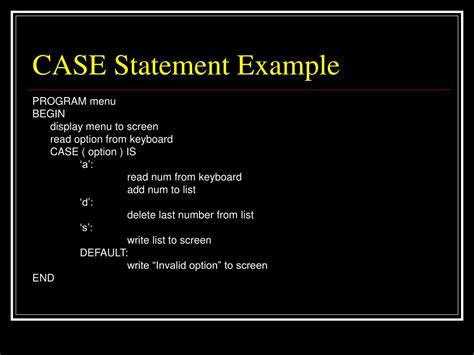case statement with example