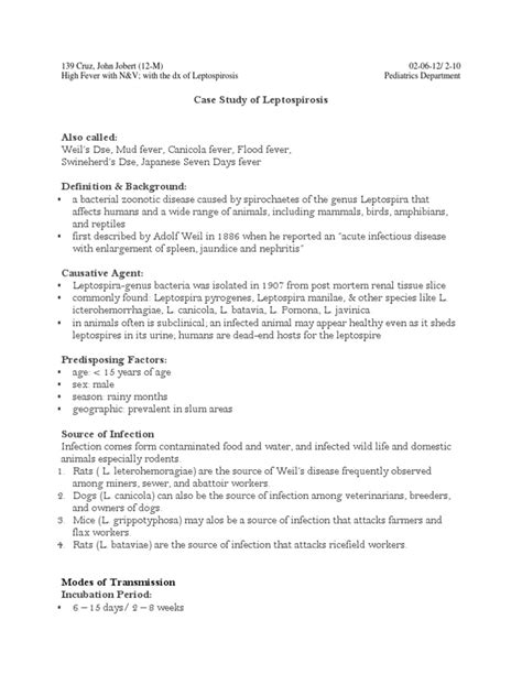 Case Study About Leptospirosis