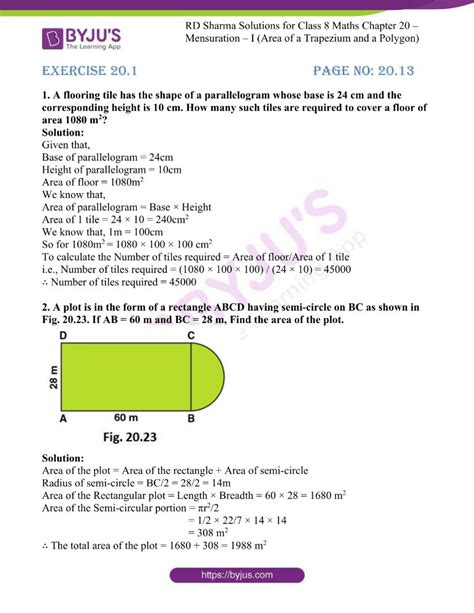 case study based questions class 8 maths mensuration