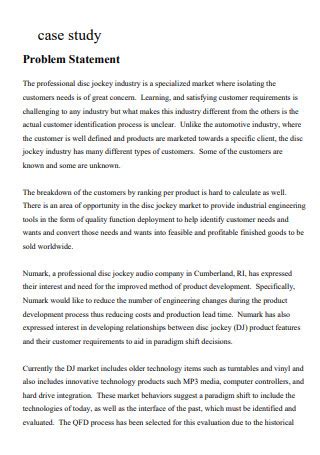 Case Study Example Statement Of The Problem