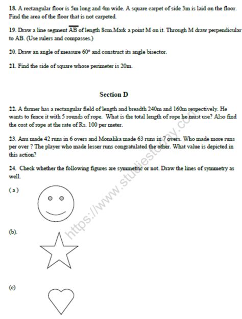 case study questions in maths for class 6