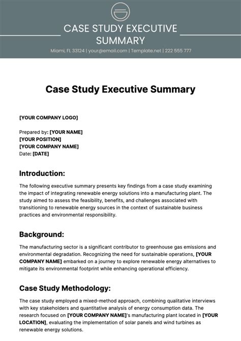 case study summary template