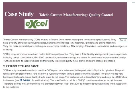 Case Study Toledo Custom Manufacturing Quality Control