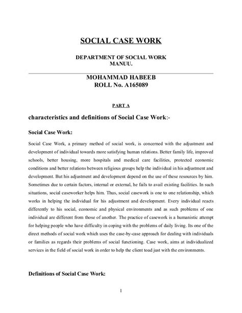 Case Vignette Examples Social Work