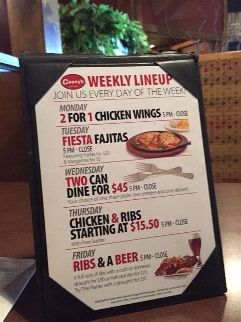 casey's grill.bar menu