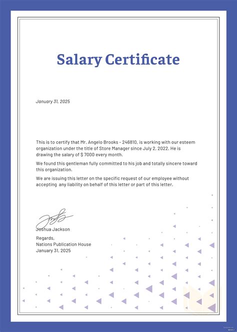Free Salary Certificate Template in Microsoft Word, Microsoft Publisher
