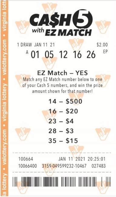 cash 5 ez match va lottery