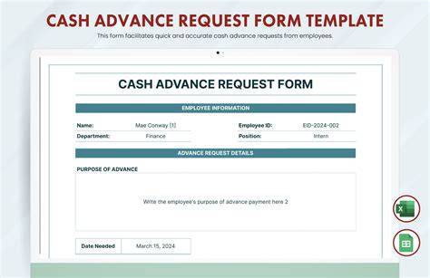 cash advance request form template