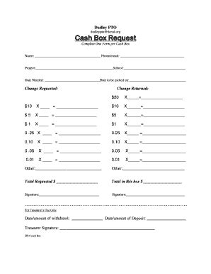 cash box request form template