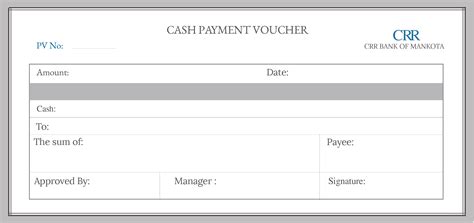 cash payment voucher template