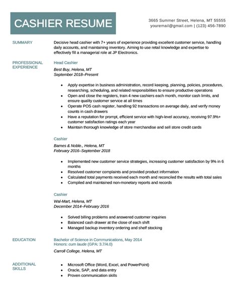 Customer Service Associate/Cashier Resume Examples and