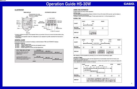 Casio Stopwatch Hs 30W Instructions