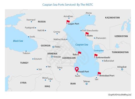 caspian sea ports map