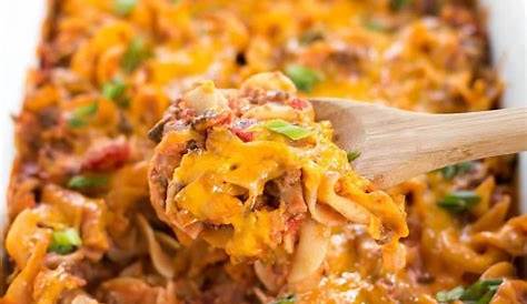 Cheesy Ground Beef Casserole Quick And Easy To Prep 1 5 To Bake It Was Really Good Will Use Again Ground Beef Casserole Recipes Food Recipes