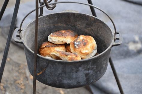 Cast Iron Biscuits Over Fire