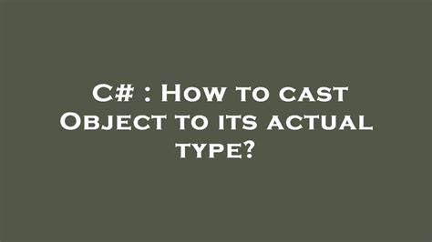 cast object to type c#