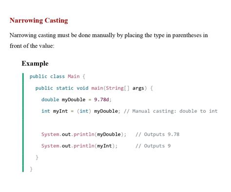 Casting In Java With Examples