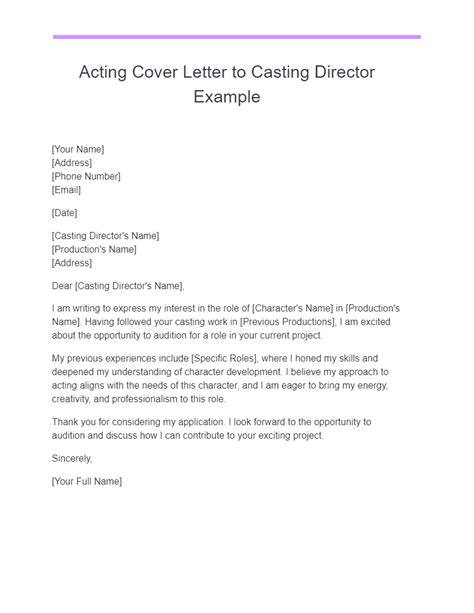 Casting Letter Examples
