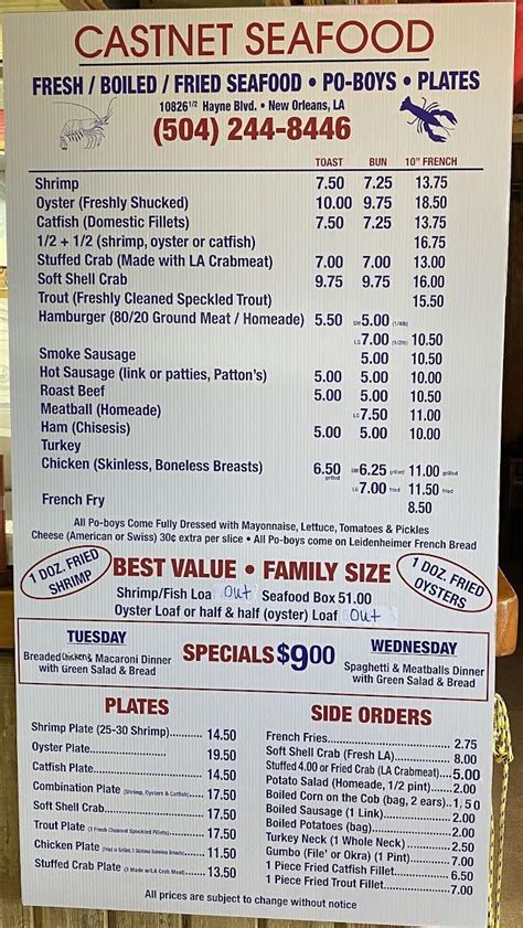castnet new orleans menu