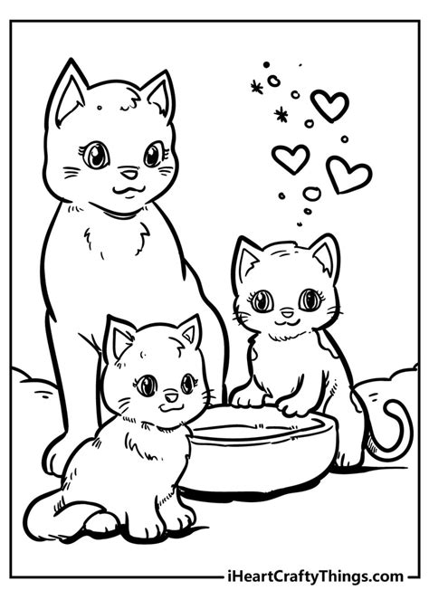 cat coloring pages mom and kitten