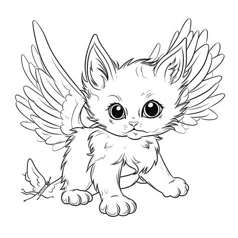 cat with wings coloring pages