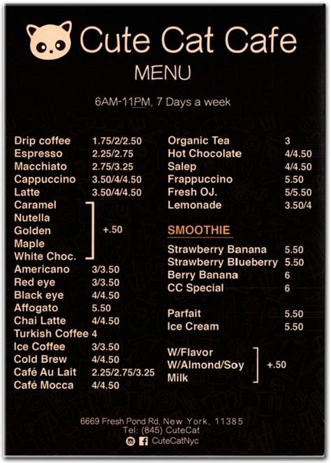 Cat Cafe Menu Sg