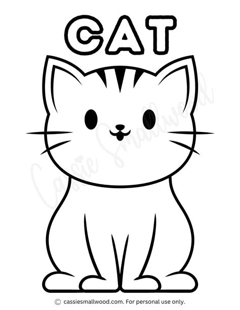 cat coloring page easy printable template