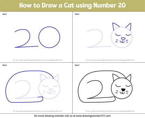 cat drawing using numbers