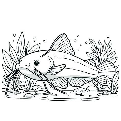 cat fish coloring page printable template