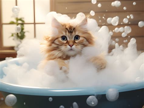 Cat In Bubble Bath