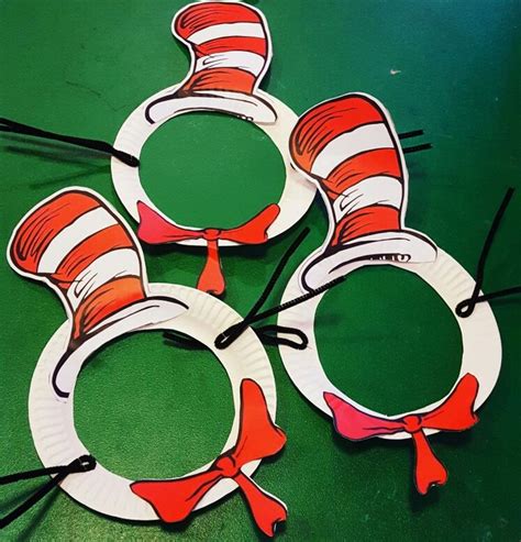 cat in the hat paper plate mask