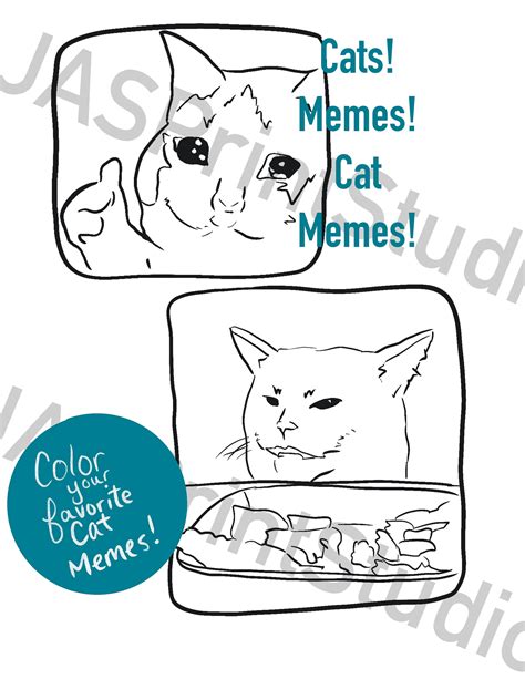 cat meme coloring pages printable template