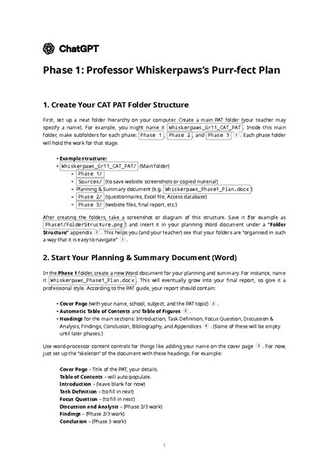 Cat Pat Phase 1 Examples