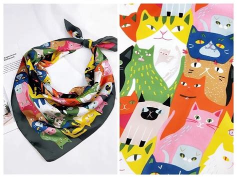 cat print scarves for women