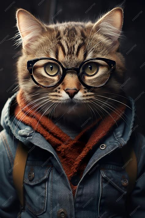 Cat With Glasses Clothes