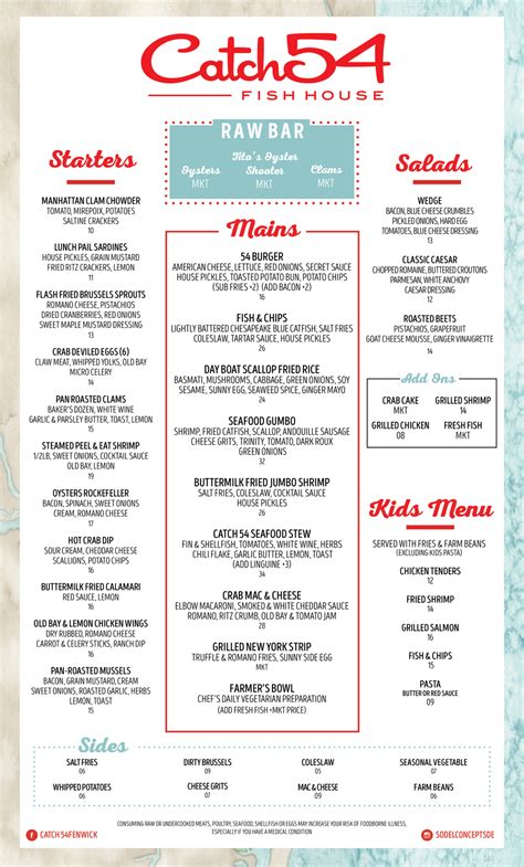 Catch 54 Menu Fenwick