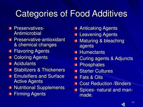 categories of food additives