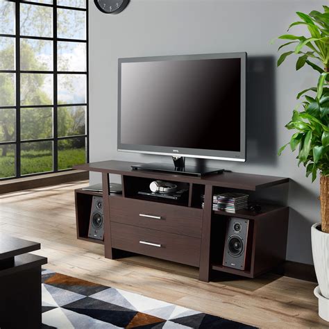We furniture 70" espresso wood tv stand console for flat