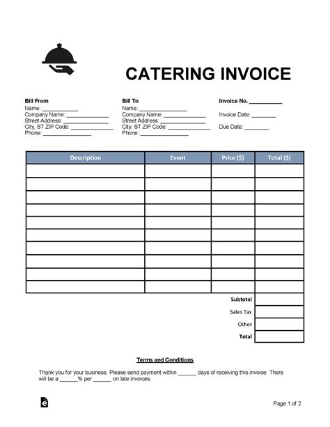 Catering Bill Invoice Template: Simplify Your Invoicing Process