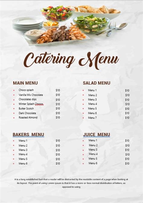 Catering Services Menu Design Template in PSD, Publisher, Word