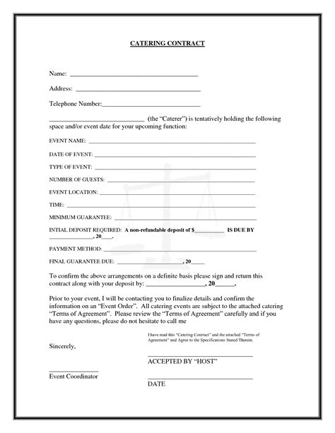 Catering Contract Template Download Printable PDF Templateroller
