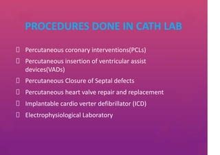 Cath Lab Procedures List