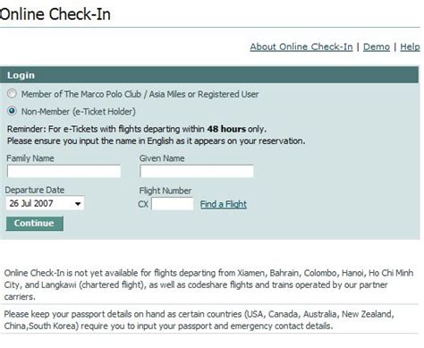 cathay pacific airlines online check in