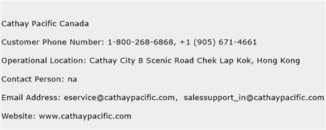 cathay pacific customer service number canada