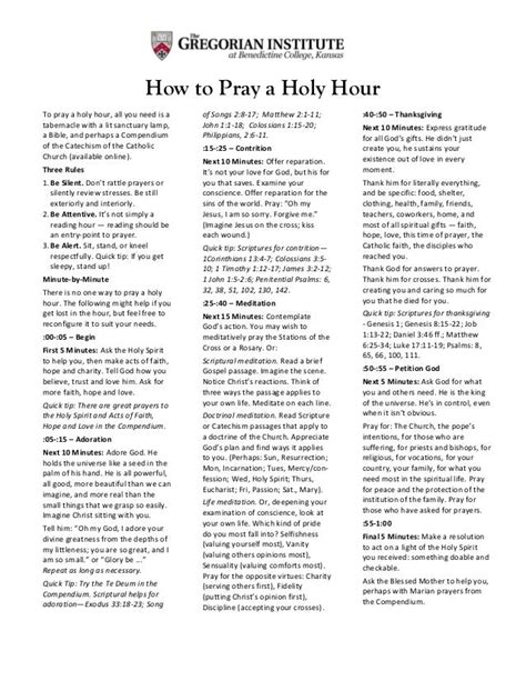 catholic holy hour prayers